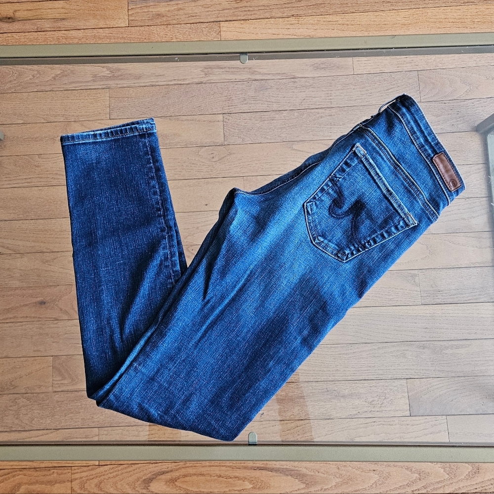 AG Adriano Goldschmied Jeans Women 27 Blue Stilt Cigarette Leg Low Rise Denim